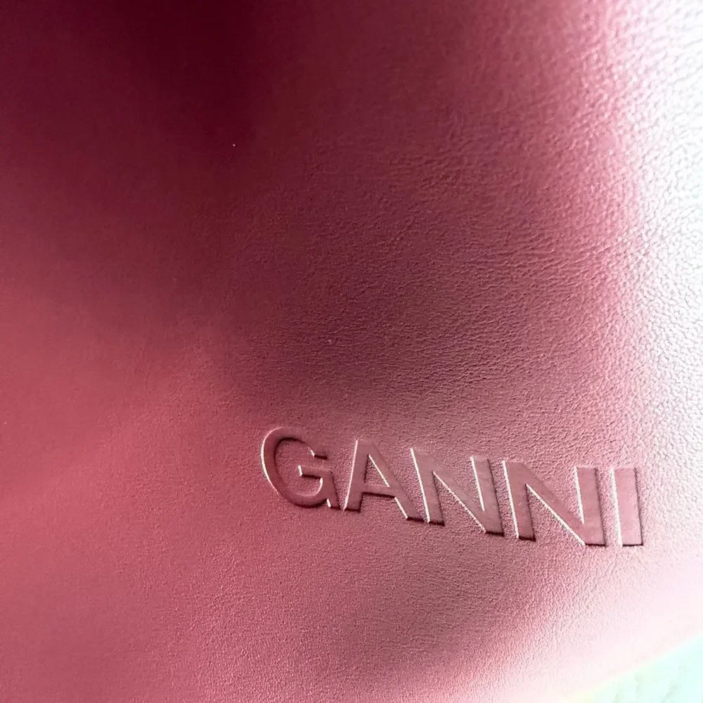 GANNI Burgundy Leather Shoulder and Crossbody Bag